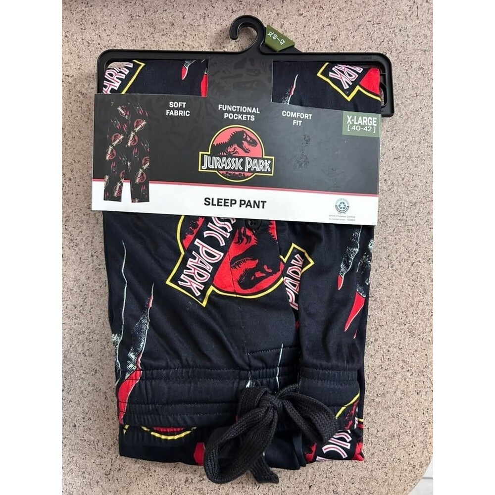 Jurassic Park Men's Pajama Pants  XL Black Sleepwear Movie Comfort Fit New